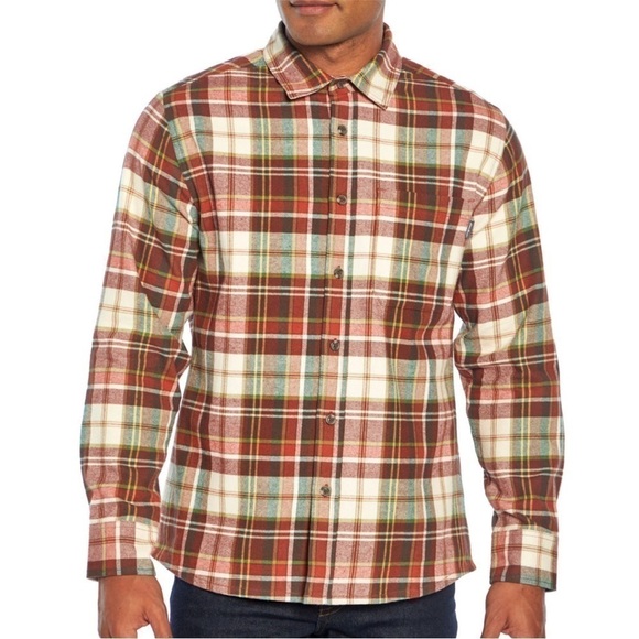 Eddie Bauer Men’s Rust Plaid Brushed Flannel Twill Cotton Shirt - Picture 1 of 5